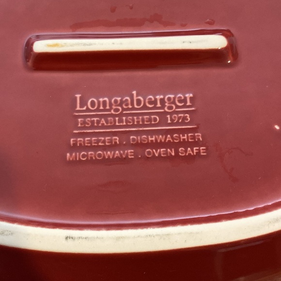 Longaberger Pottery Woven Traditions Paprika Red Oval Serving Dish - Picture 9 of 16